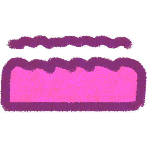 a pink rectangle w tiny bumps slightly facing to the left on top. above it is a darker pink line mimicking it